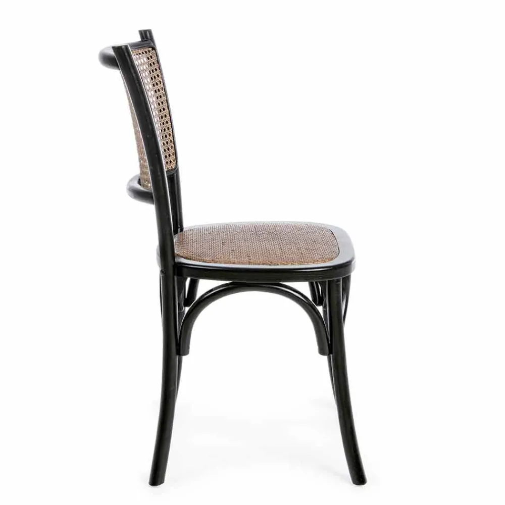 Viadurini Living Klassische Stühle-Esszimmerstuhl aus Rattan und Holz Klassisches Design Homemotion - Meridia