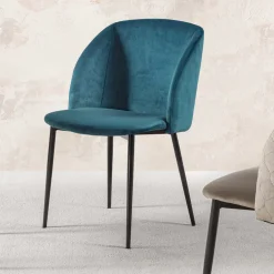 Viadurini Living Moderne Stühle-Esszimmerstuhl aus Samt mit schwarzen Metallbeinen, 4 Stück - Hanna