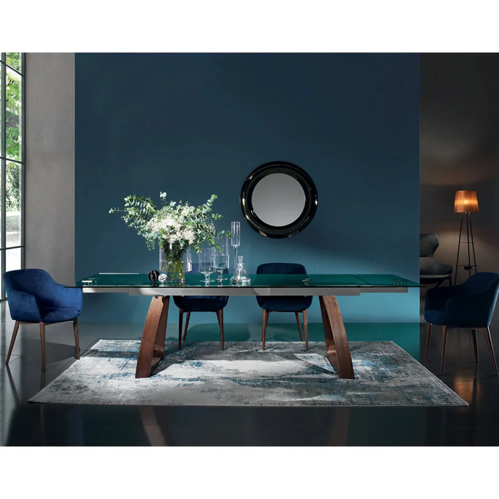 Viadurini Living Moderne Stühle-Esszimmerstuhl aus Stoff und Holz, hergestellt in Italien, 4 Stück – Bardella