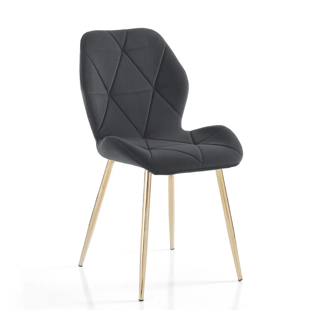 Viadurini Living Moderne Stühle-Esszimmerstuhl aus Stoff und goldenem Metall 4-teilig - Smeralda