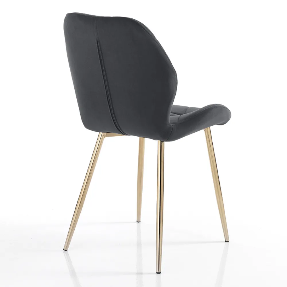 Viadurini Living Moderne Stühle-Esszimmerstuhl aus Stoff und goldenem Metall 4-teilig - Smeralda