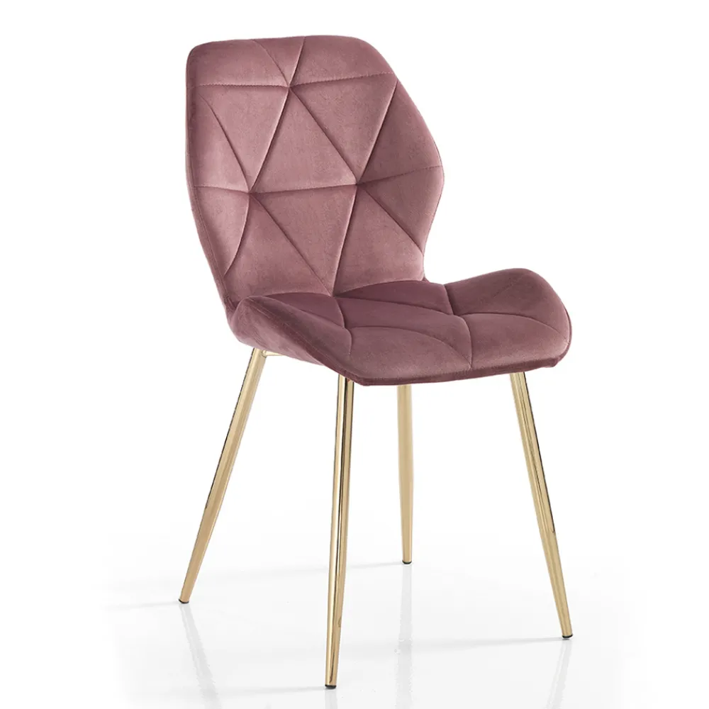 Viadurini Living Moderne Stühle-Esszimmerstuhl aus Stoff und goldenem Metall 4-teilig - Smeralda