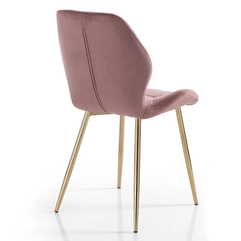 Viadurini Living Moderne Stühle-Esszimmerstuhl aus Stoff und goldenem Metall 4-teilig - Smeralda