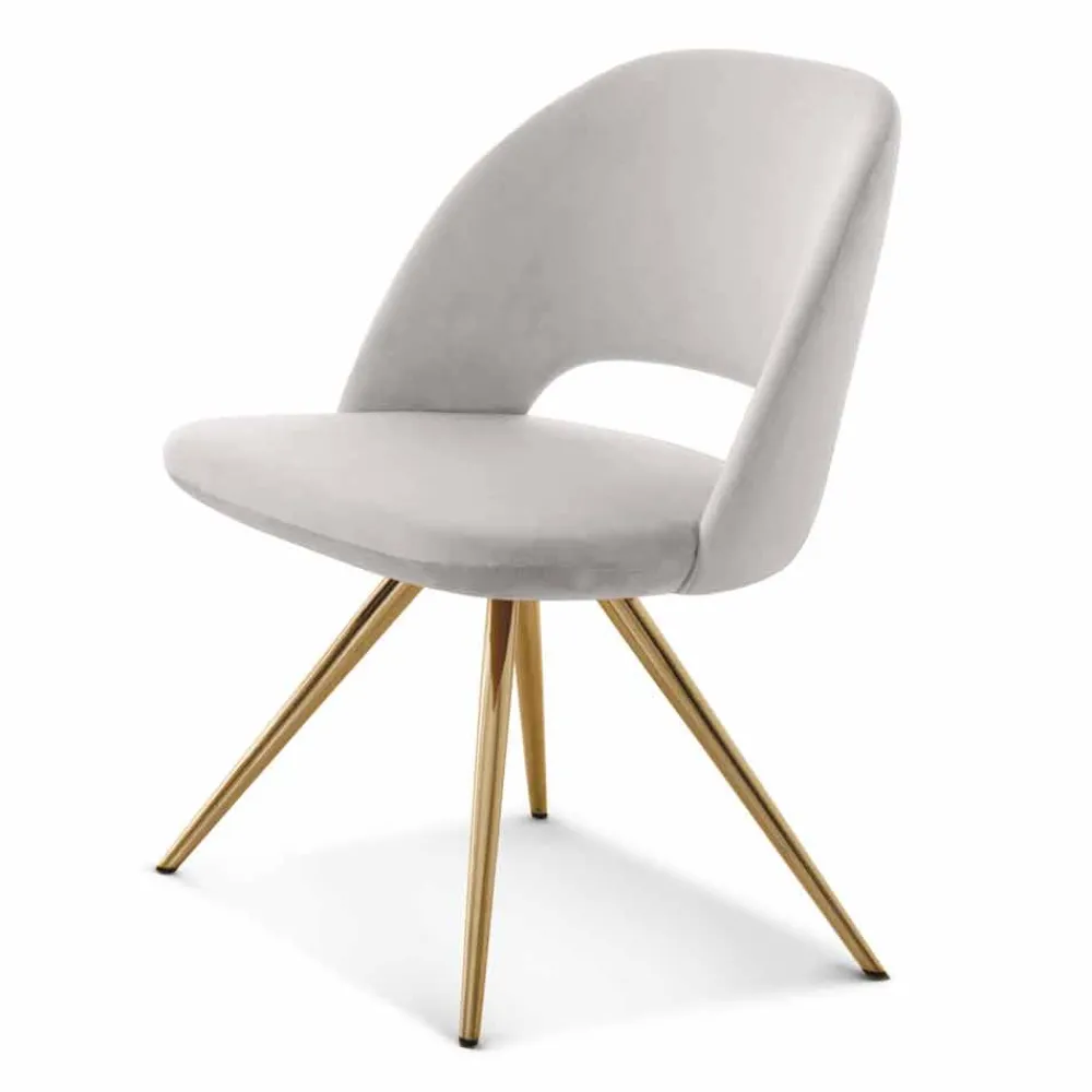 Viadurini Living Moderne Stühle-Esszimmerstuhl aus Stoff mit goldenen Beinen Made in Italy - Marchesi