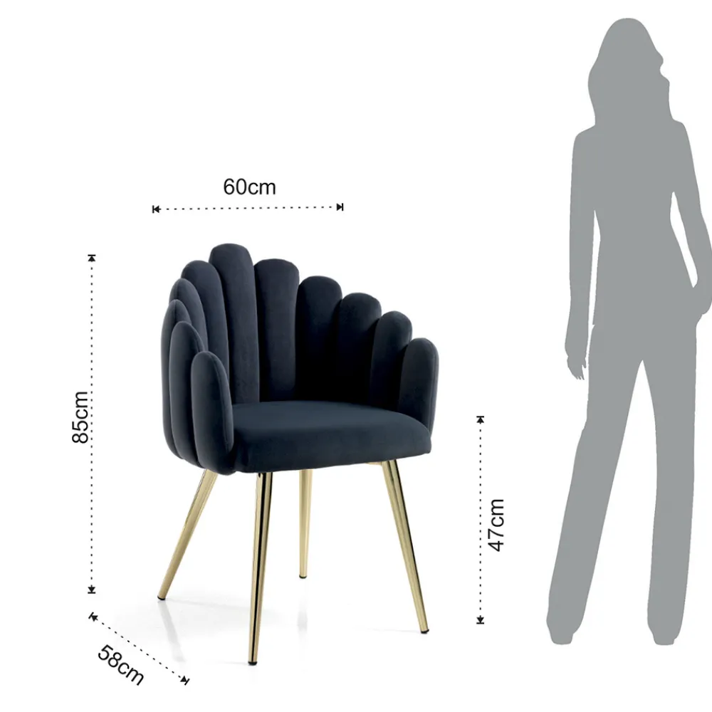 Viadurini Living Moderne Stühle-Esszimmerstuhl aus Stoff und Metall in Samtoptik - Refined