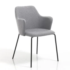 Viadurini Living Moderne Stühle-Esszimmerstuhl aus Stoff und mattschwarzem Metall 2-teilig - Corinna