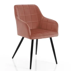 Viadurini Living Moderne Stühle-Esszimmerstuhl aus Stoff und Metall in Puderrosa 2-teilig - Gameta