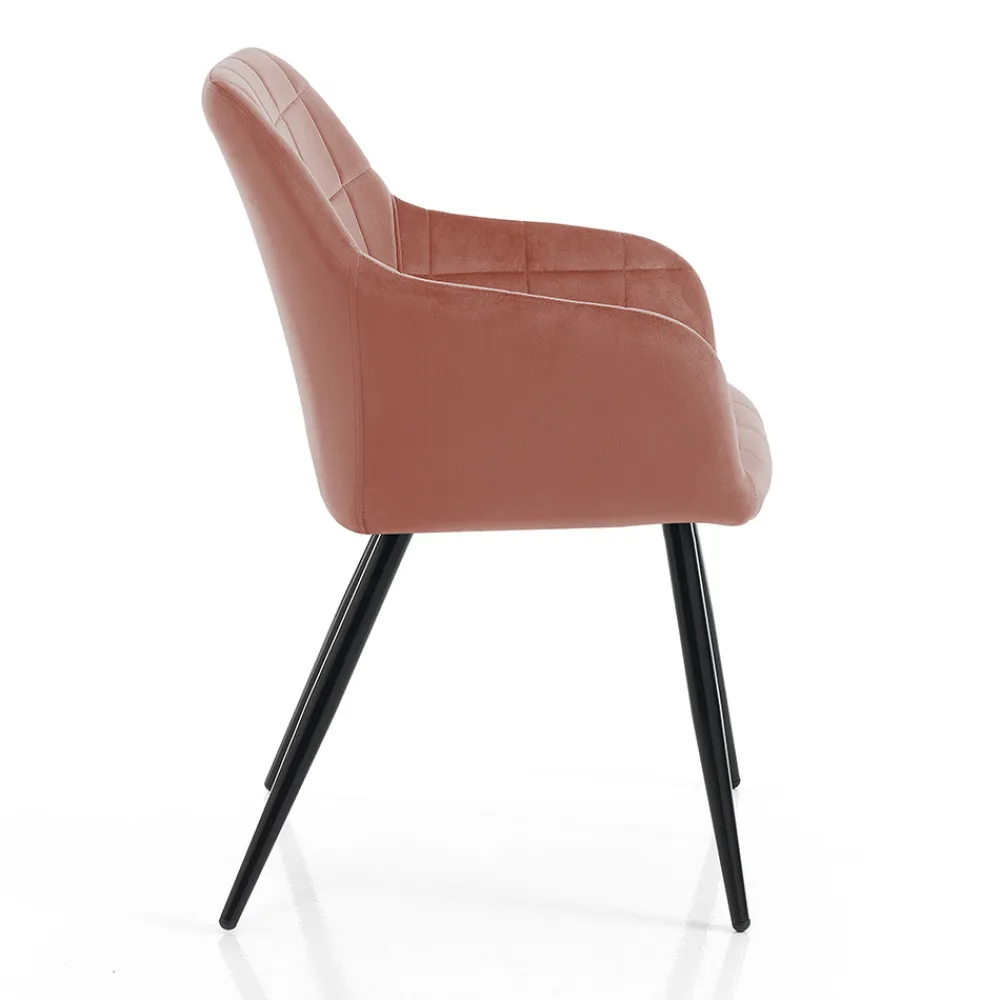 Viadurini Living Moderne Stühle-Esszimmerstuhl aus Stoff und Metall in Puderrosa 2-teilig - Gameta