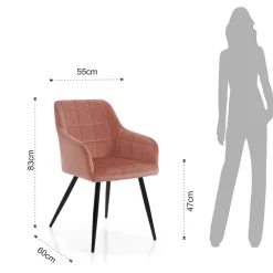 Viadurini Living Moderne Stühle-Esszimmerstuhl aus Stoff und Metall in Puderrosa 2-teilig - Gameta