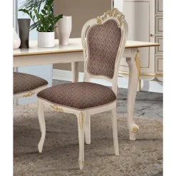 Viadurini Classic Klassische Stühle-Esszimmerstuhl aus weißem Holz und Stoff Made in Italy - Majestät