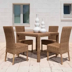 Viadurini in the Garden Gartenstühle Rattan-Esszimmerstuhl im Freien aus gewebtem synthetischem Rattan und Stoff, 2 Stück - Yves