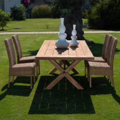 Viadurini in the Garden Gartenstühle Rattan-Esszimmerstuhl im Freien aus gewebtem synthetischem Rattan und Stoff, 2 Stück - Yves