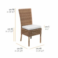 Viadurini in the Garden Gartenstühle Rattan-Esszimmerstuhl im Freien aus gewebtem synthetischem Rattan und Stoff, 2 Stück - Yves