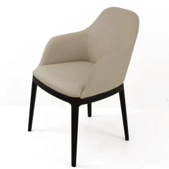 Viadurini Living Moderne Stühle-Esszimmerstuhl mit Armlehnen aus eisfarbenem Leder Made in Italy - Lyanne