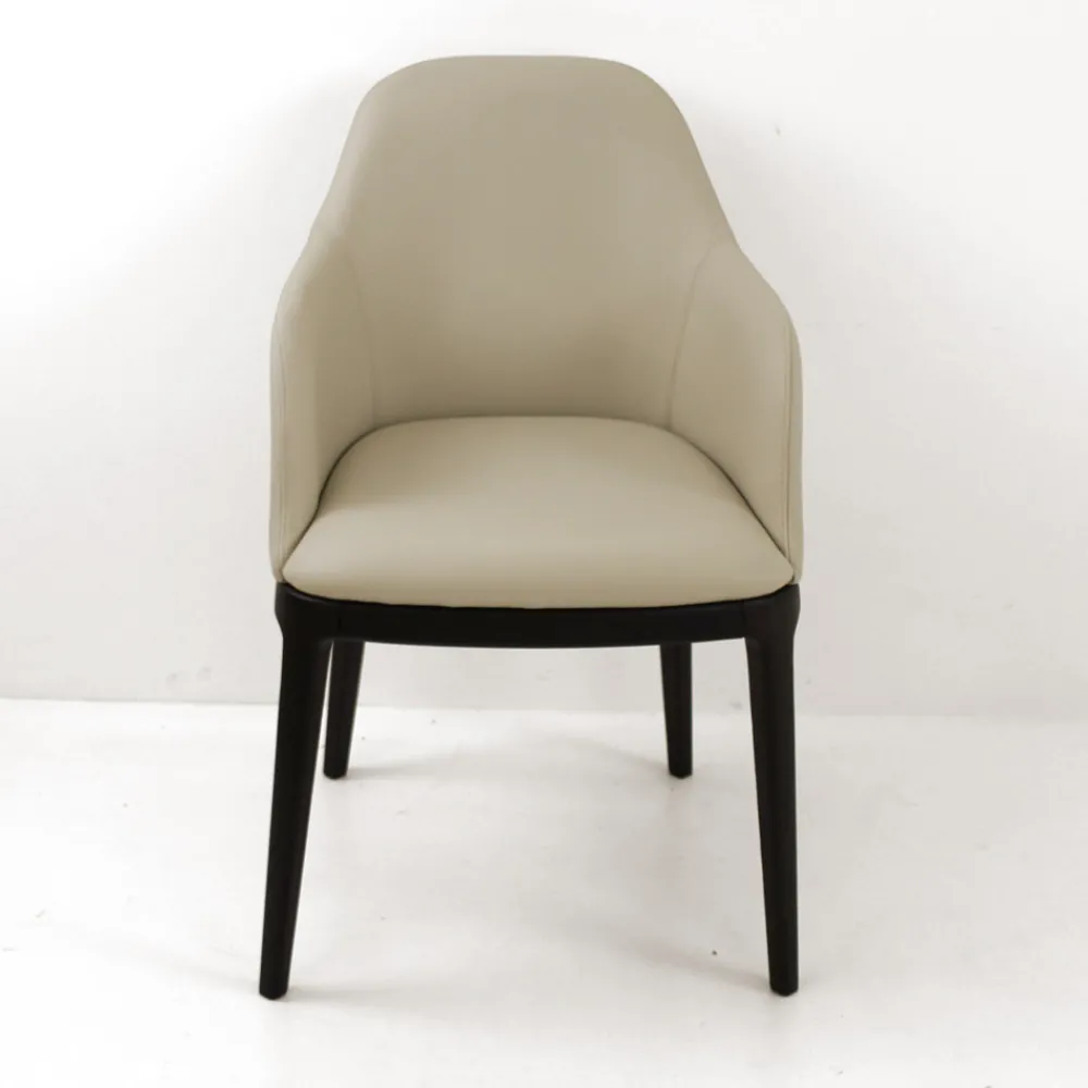 Viadurini Living Moderne Stühle-Esszimmerstuhl mit Armlehnen aus eisfarbenem Leder Made in Italy - Lyanne