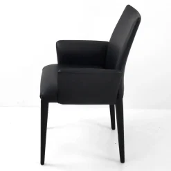 Viadurini Living Moderne Stühle-Esszimmerstuhl mit Armlehnen mit schwarzem Leder bezogen Made in Italy - Meyer