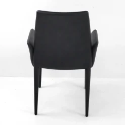 Viadurini Living Moderne Stühle-Esszimmerstuhl mit Armlehnen mit schwarzem Leder bezogen Made in Italy - Meyer