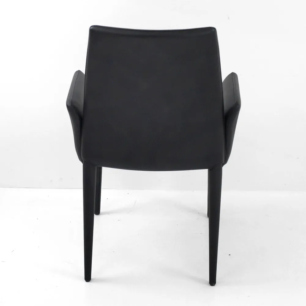 Viadurini Living Moderne Stühle-Esszimmerstuhl mit Armlehnen mit schwarzem Leder bezogen Made in Italy - Meyer
