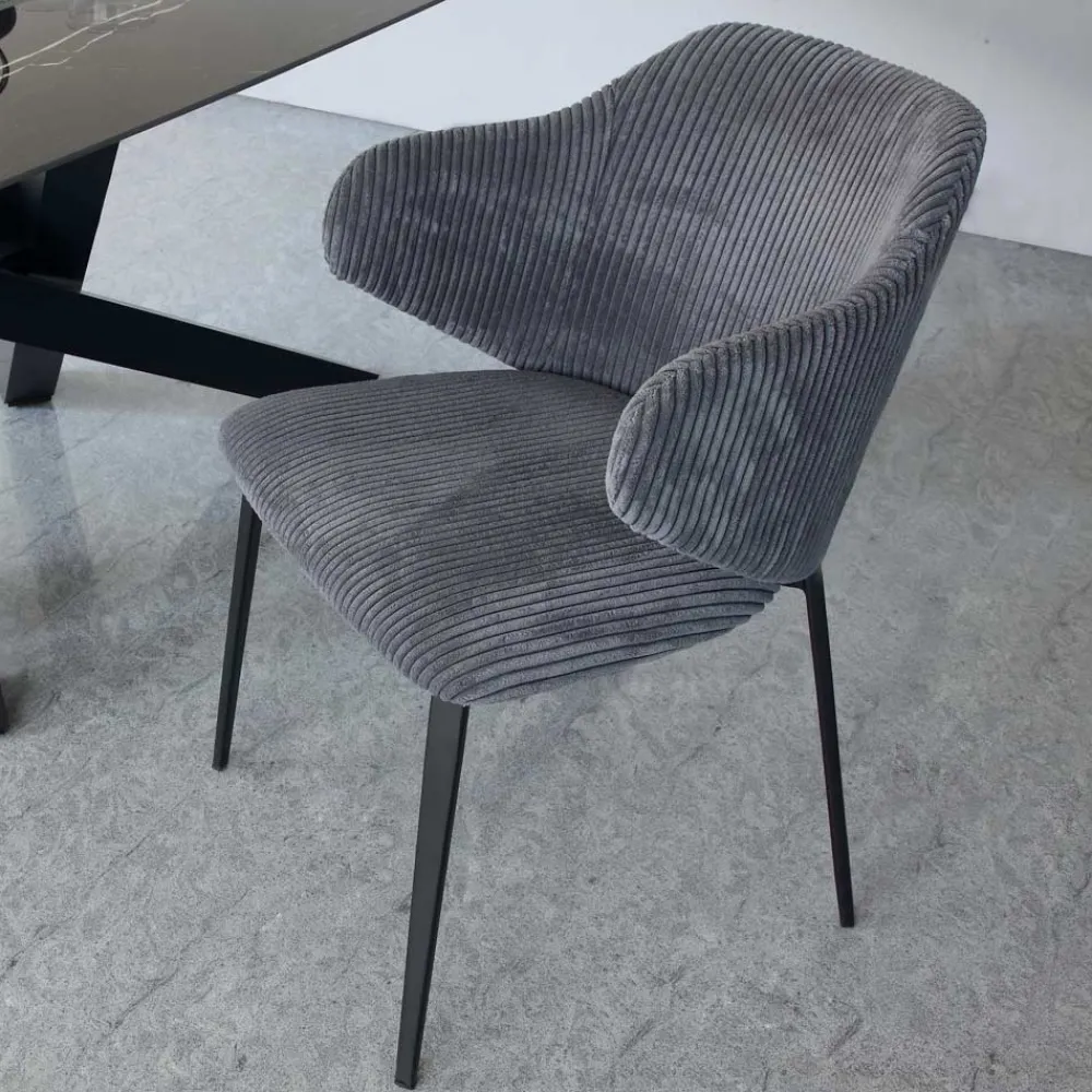 Viadurini Living Moderne Stühle-Esszimmerstuhl mit Metallrahmen und Cordsitz - Ridni