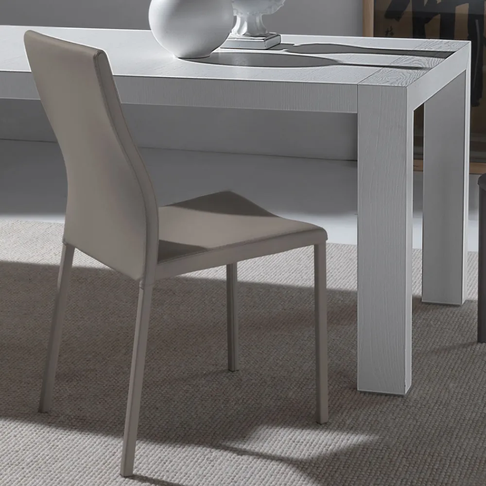 Viadurini Living Moderne Stühle-Esszimmerstuhl mit Struktur und Sitz aus farbigem Kunstleder, 4 Stück - Alba