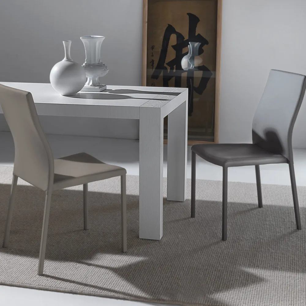 Viadurini Living Moderne Stühle-Esszimmerstuhl mit Struktur und Sitz aus farbigem Kunstleder, 4 Stück - Alba