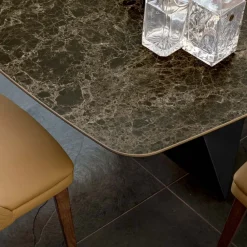 Viadurini Living Esstische-Esszimmertischplatte aus matt Keramik und Metallbeinen - Monacco