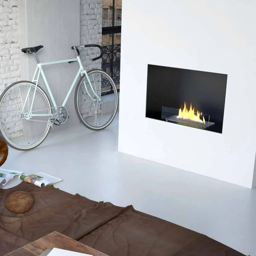 Viadurini Fire Design Einbaukamine Bioethanol-Ethanol Einbaukamin mit Schutzglas Hardy 90 Design