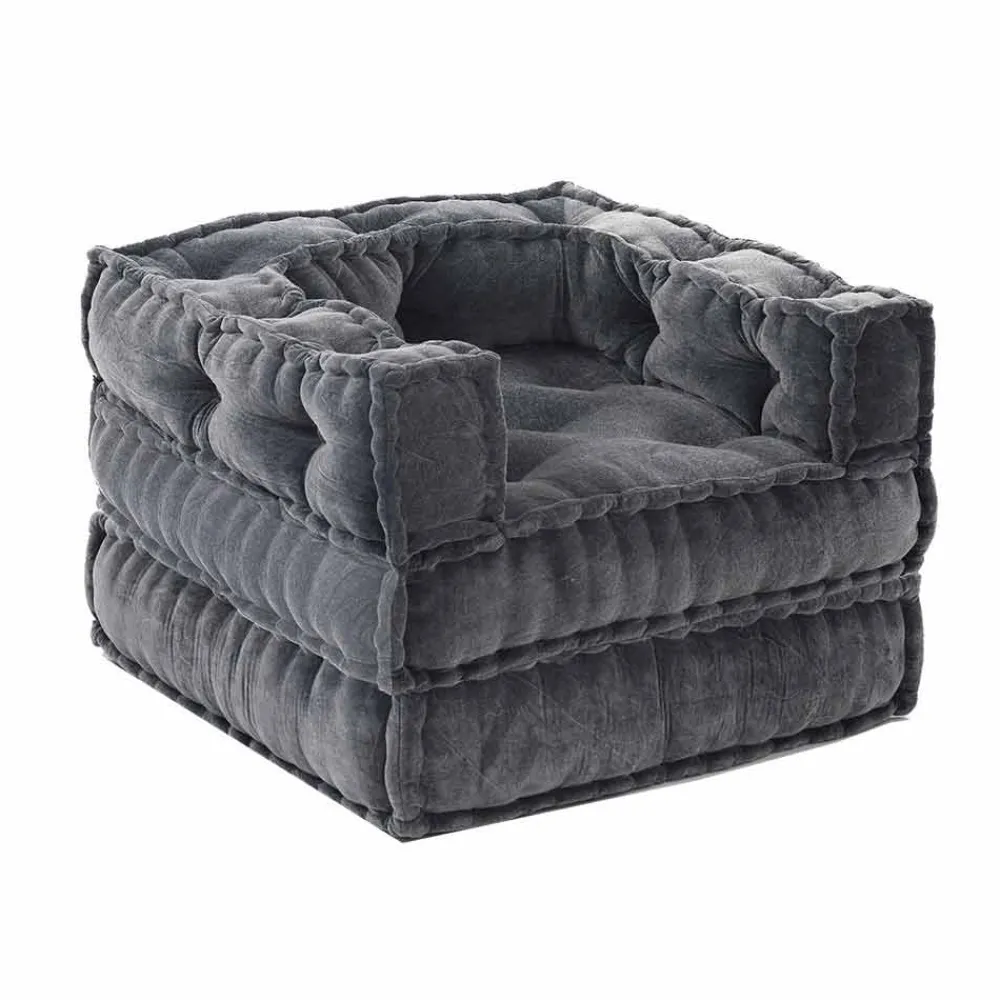 Viadurini Living Moderne Sessel-Ethnic Design Chaise Longue Sessel aus grauem oder blauem Samt - Fiber