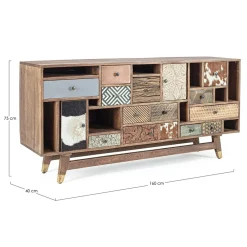 Viadurini Living Sideboards-Ethnisches Sideboard aus recyceltem Mangoholz und Akazie Homemotion - Auriel