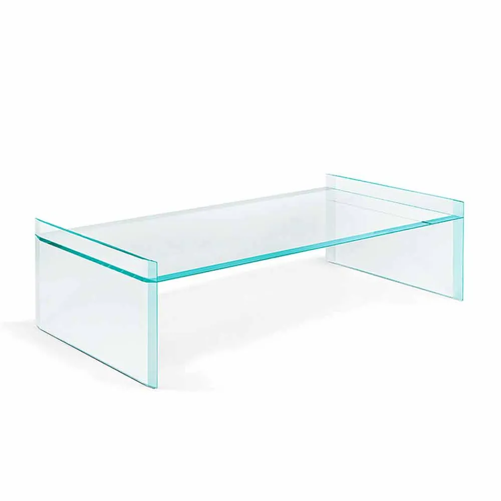 Viadurini Living Moderne Couchtische-Extra klarer Couchtisch aus Glas mit Abschrägung Made in Italy - Imperativo