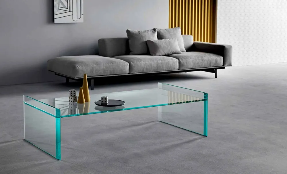 Viadurini Living Moderne Couchtische-Extra klarer Couchtisch aus Glas mit Abschrägung Made in Italy - Imperativo