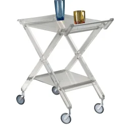 Viadurini Living Küchenzubehör-Faltbarer Servierwagen aus transparentem Acrylglas mit 2 Tabletts - Aristocles
