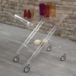 Viadurini Living Küchenzubehör-Faltbarer Servierwagen aus transparentem Acrylglas mit 2 Tabletts - Aristocles