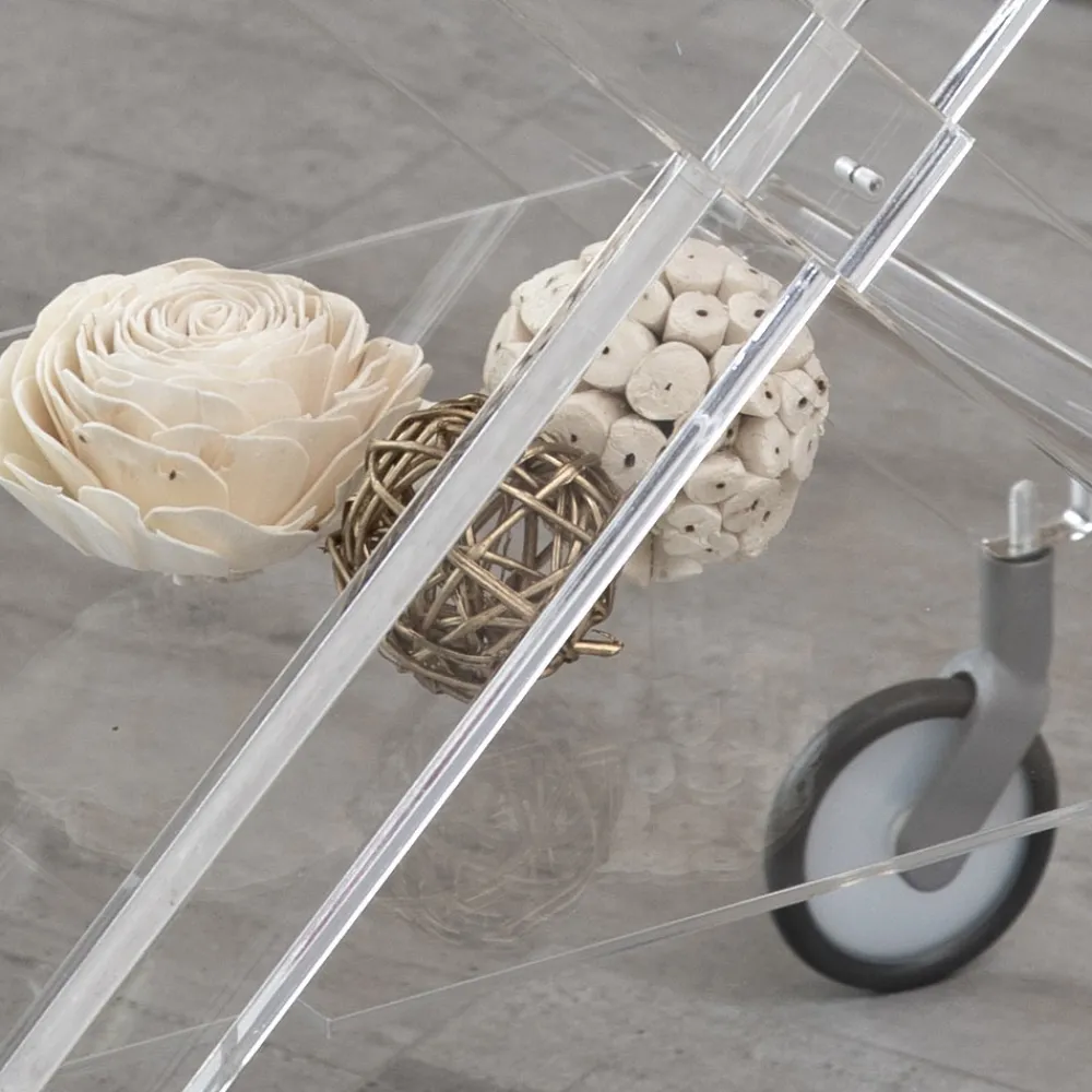 Viadurini Living Küchenzubehör-Faltbarer Servierwagen aus transparentem Acrylglas mit 2 Tabletts - Aristocles
