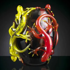 Viadurini Living Deko Vasen-Farbige Glasvase mit Geckos Handgefertigt in Italien - Geco