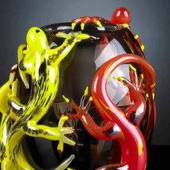 Viadurini Living Deko Vasen-Farbige Glasvase mit Geckos Handgefertigt in Italien - Geco