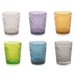 Viadurini Kitchen Gläser Set-Farbige Glaswassergläser mit Arabeskenverzierungen 12 Stück - Marokko