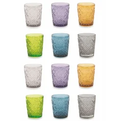 Viadurini Kitchen Gläser Set-Farbige Glaswassergläser mit Arabeskenverzierungen 12 Stück - Marokko