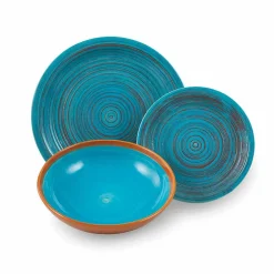 Viadurini Kitchen Teller Set-Farbige und moderne Teller 18 Stück in Steinzeug Kompletter Tischservice - Egadi