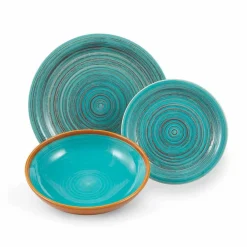 Viadurini Kitchen Teller Set-Farbige und moderne Teller 18 Stück in Steinzeug Kompletter Tischservice - Egadi