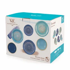 Viadurini Kitchen Teller Set-Farbige und moderne Teller 18 Stück in Steinzeug Kompletter Tischservice - Egadi