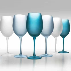 Viadurini Kitchen Weinkelch-Farbige Weingläser aus Milchglas mit Eiseffekt, 12 Stück - Herbst