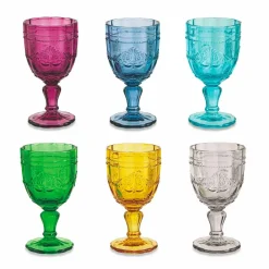 Viadurini Kitchen Weinkelch-Farbige Weinkelche aus Glas mit Arabescato-Dekoration, 12-teiliger Service - Schraube