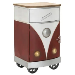 Viadurini Living Nachttische-Farbiger Nachttisch aus Tannenholz und Eisen mit Tür und Schublade - Baiocco