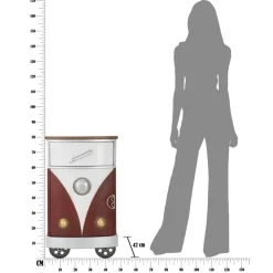 Viadurini Living Nachttische-Farbiger Nachttisch aus Tannenholz und Eisen mit Tür und Schublade - Baiocco