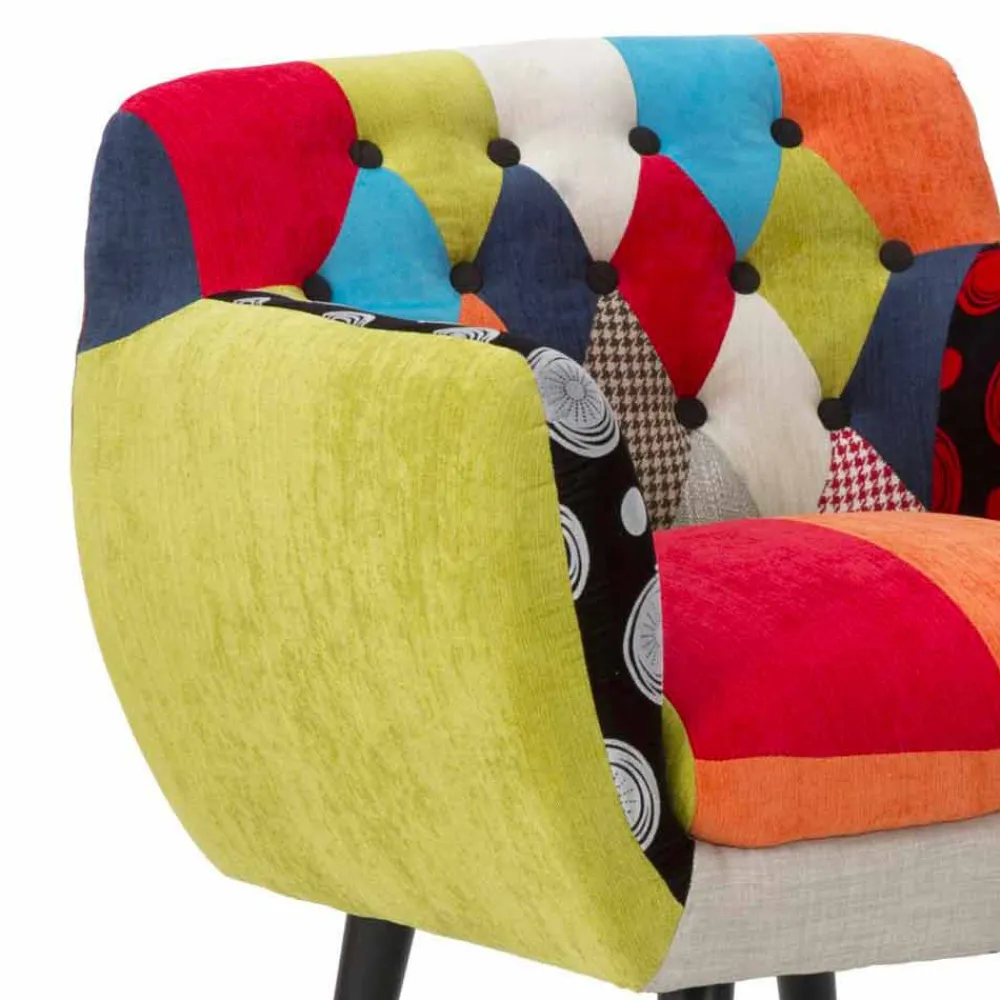 Viadurini Living Moderne Sessel-Farbiger Patchwork-Sessel im modernen Design aus Stoff und Holz - Koria