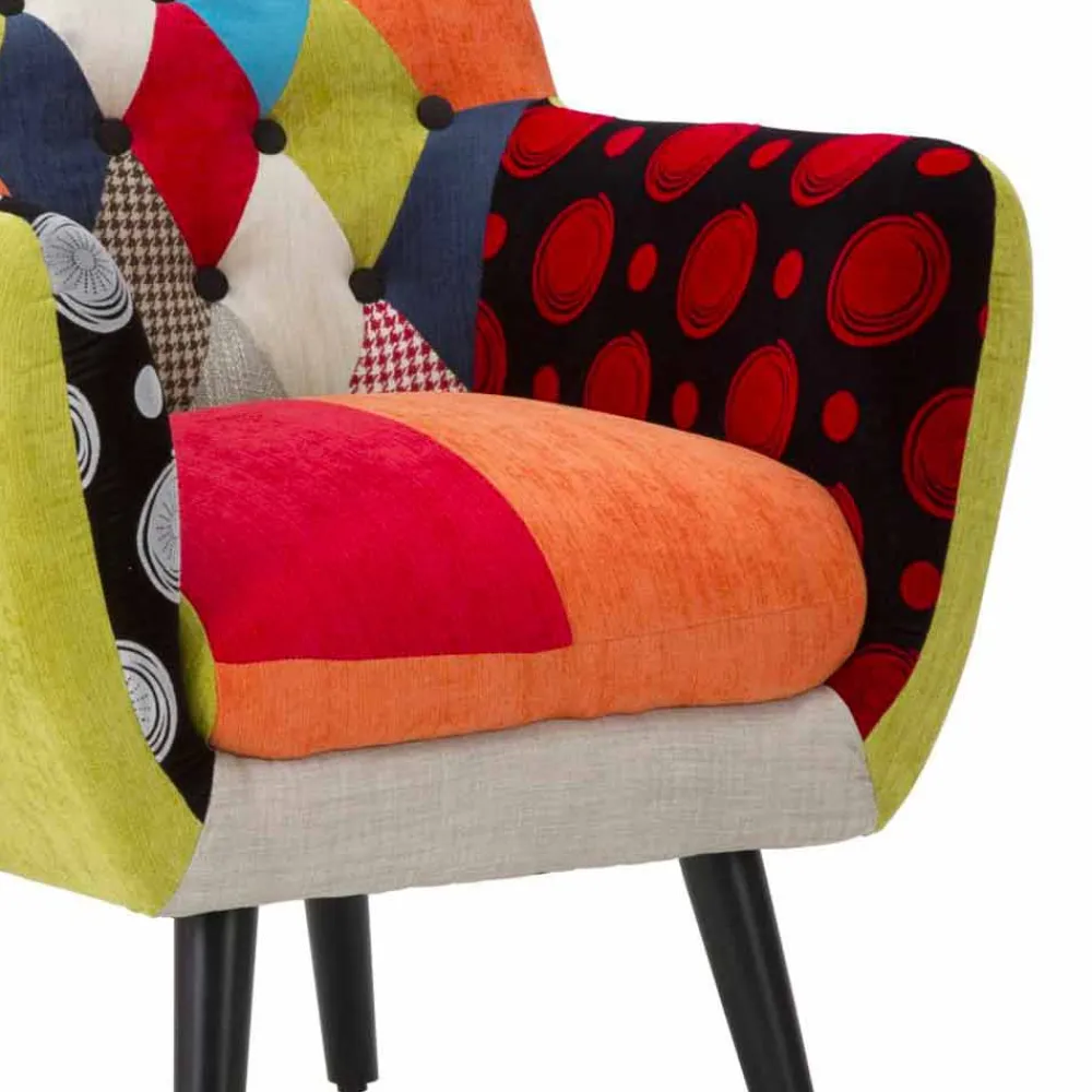 Viadurini Living Moderne Sessel-Farbiger Patchwork-Sessel im modernen Design aus Stoff und Holz - Koria