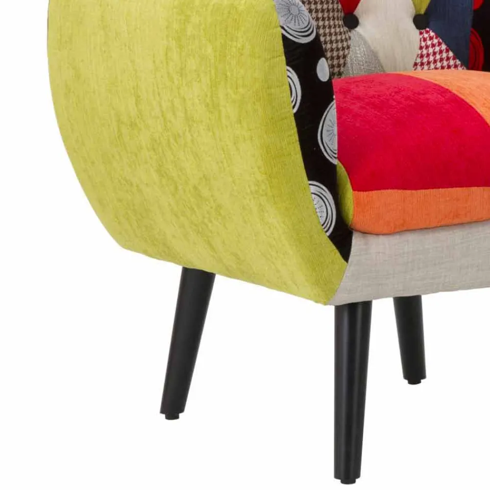 Viadurini Living Moderne Sessel-Farbiger Patchwork-Sessel im modernen Design aus Stoff und Holz - Koria