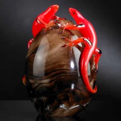 Viadurini Living Deko Artikel Und Wohnaccessoires-Farbiges Glasornament in Eiform mit Geckos Made in Italy - Huevo