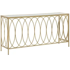 Viadurini Living Konsolentisch Flur-Feste goldene Eisen-Eingangskonsole mit Glasplatte - Primula